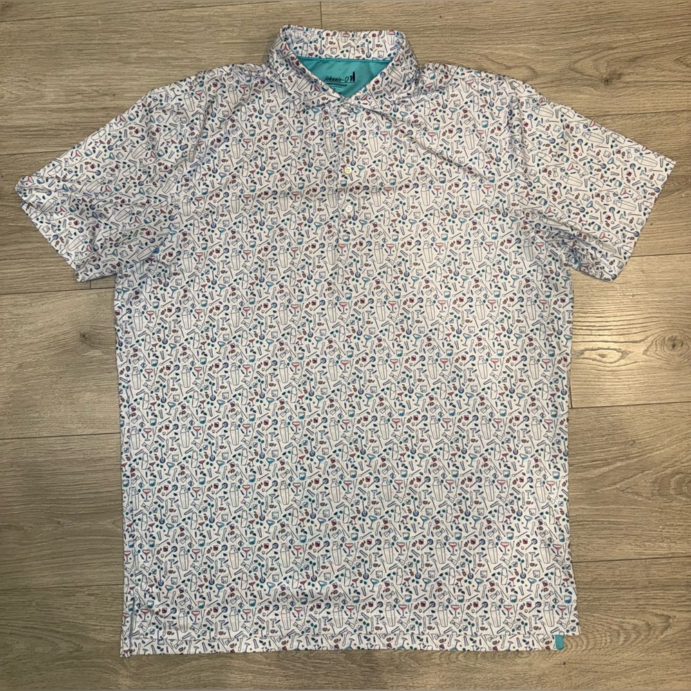 Johnnie-O Men’s Cocktail Chemistry Performance Polo Large EUC